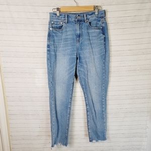 AMERICAN EAGLE MOM JEAN W RAW HEM, SZ 4